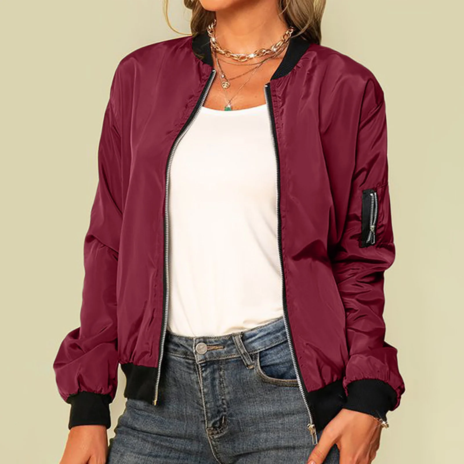 Blouson Bomber Léger Avec Fermeture Éclair – Image 3