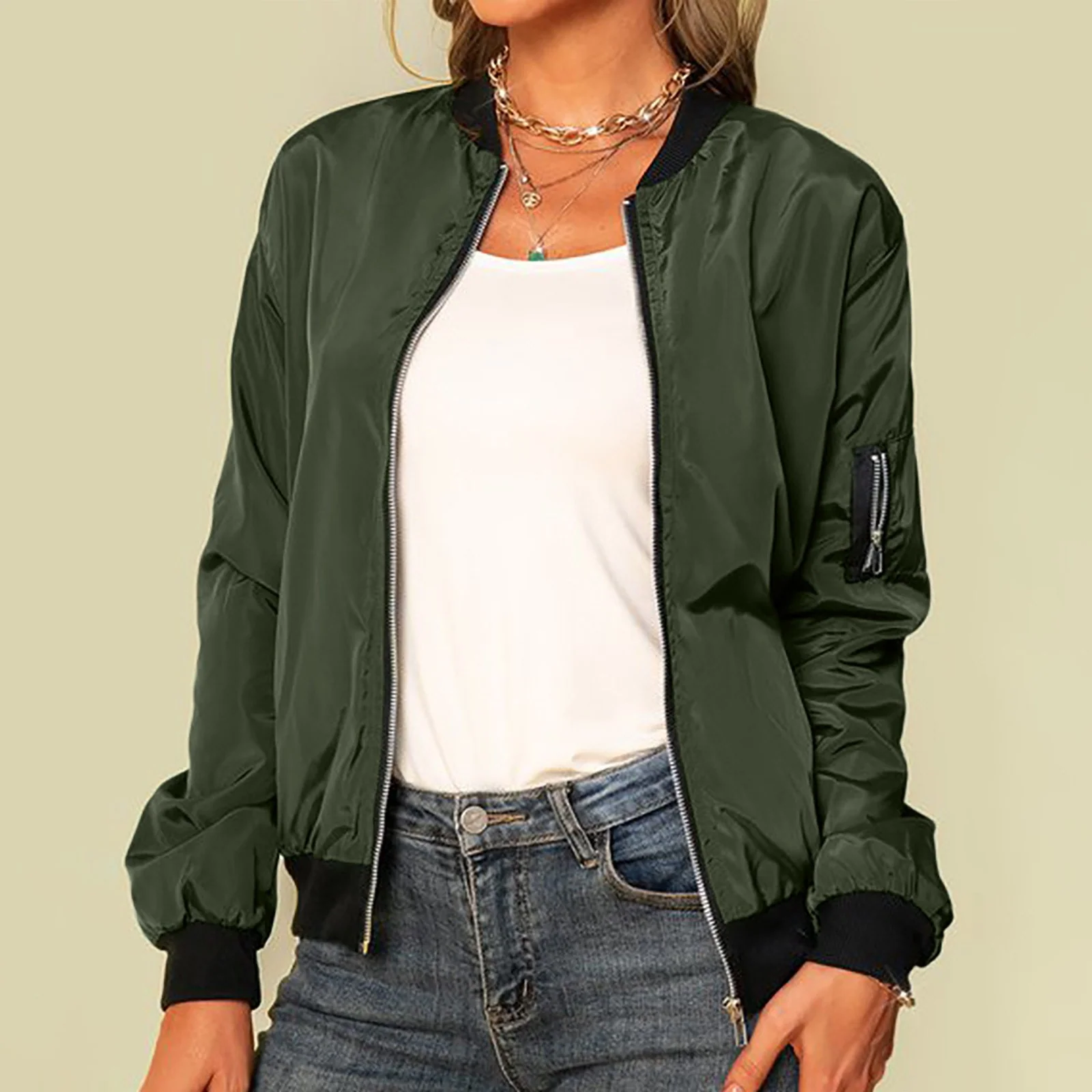 Blouson Bomber Léger Avec Fermeture Éclair – Image 7