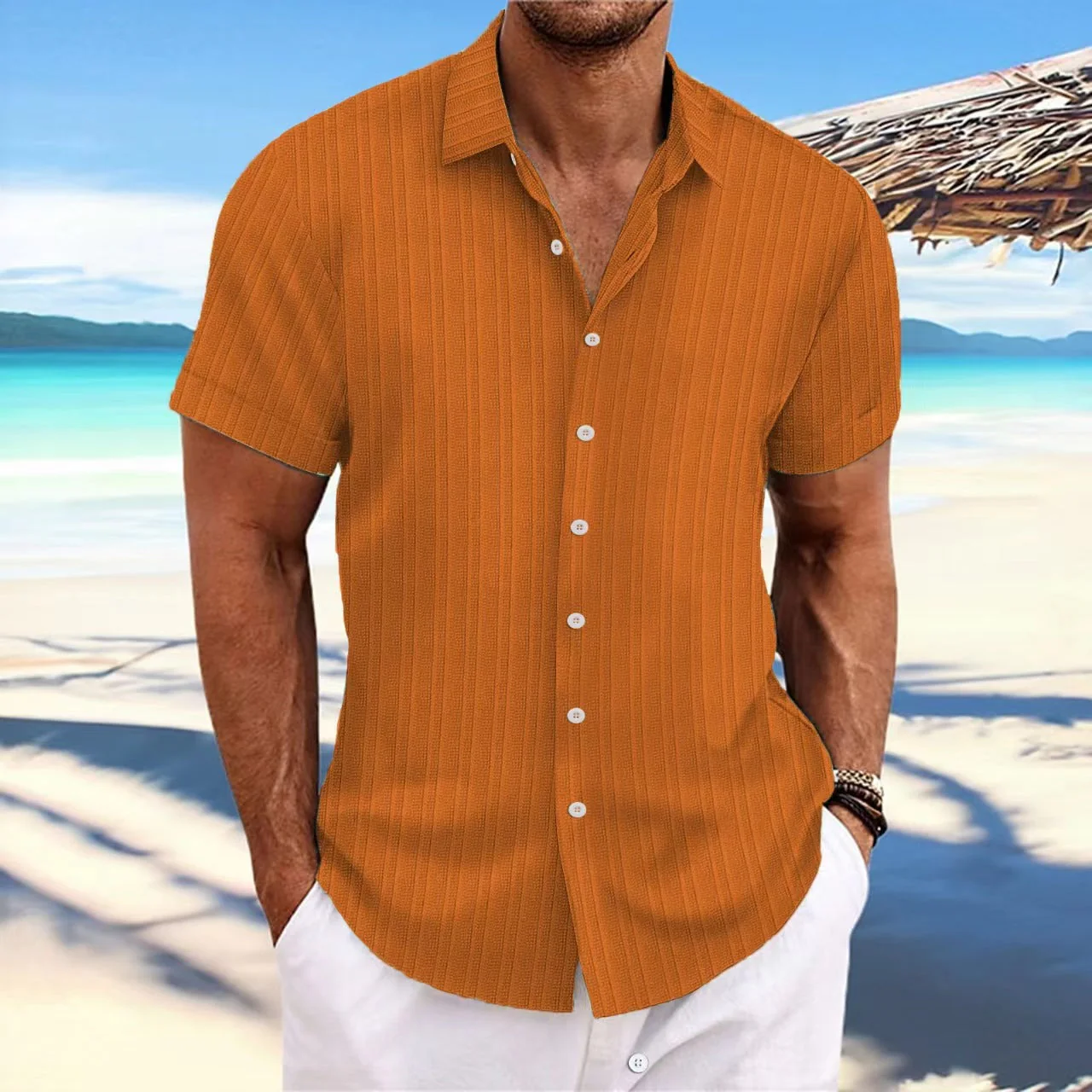 Chemise Homme | Coton et Lin | Rayures Élégantes – Image 5