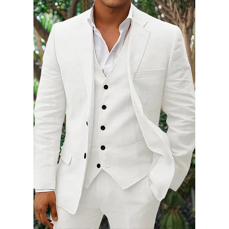Costume 3 Pièces Homme Lin - Blazer, Gilet, Pantalon Élégant – Image 5