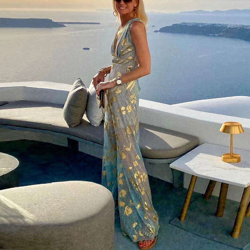Robe | Col V Paillettes | Printemps-Été – Image 2